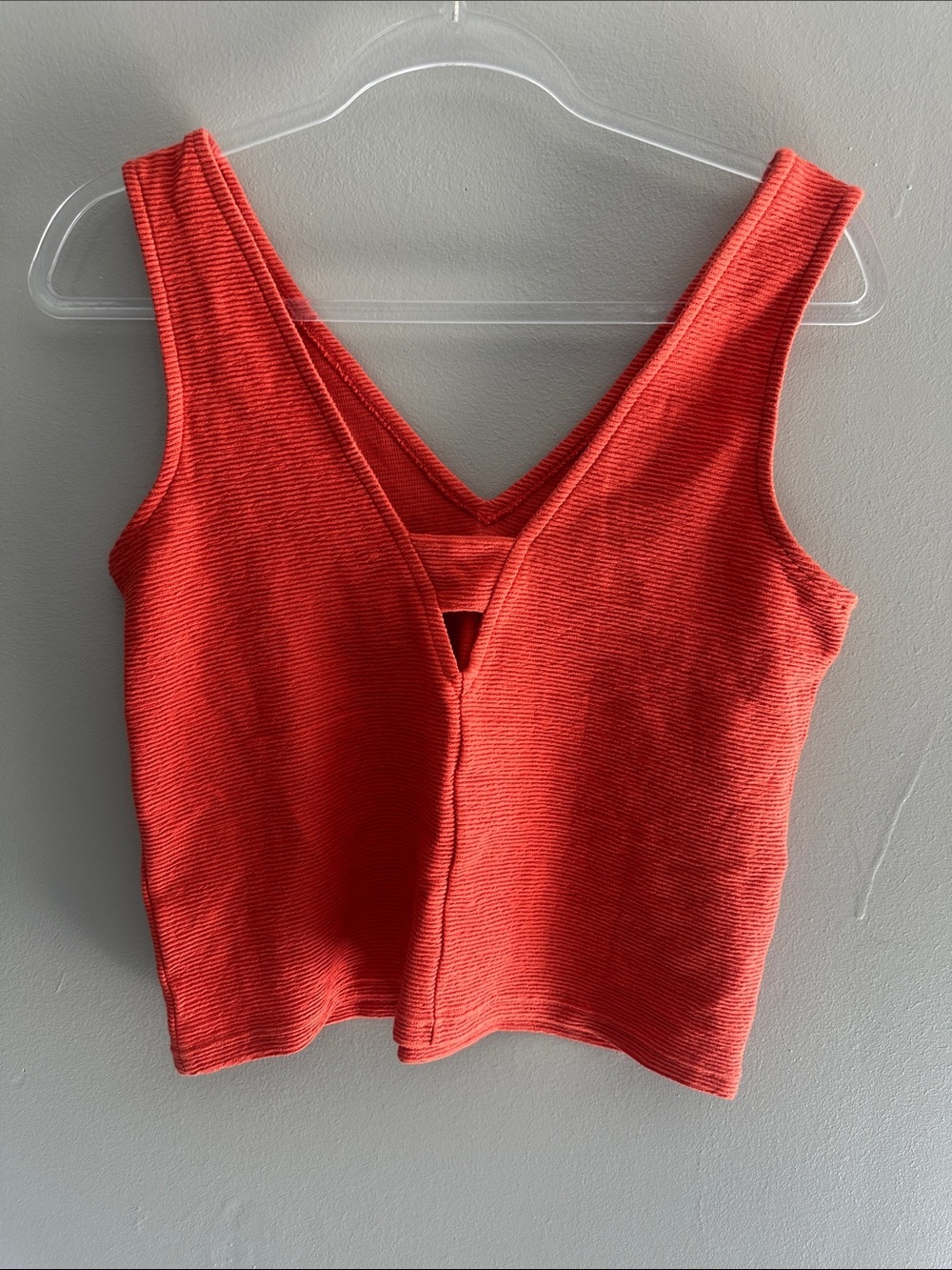 Madewell Coral Red V-Neck Ribbed Tank - Picture 2 of 6